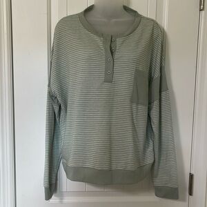Splendid Green Striped Sweater. Size Large.